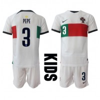 Portugal Pepe #3 Replika babykläder Bortaställ Barn VM 2022 Kortärmad (+ korta byxor)